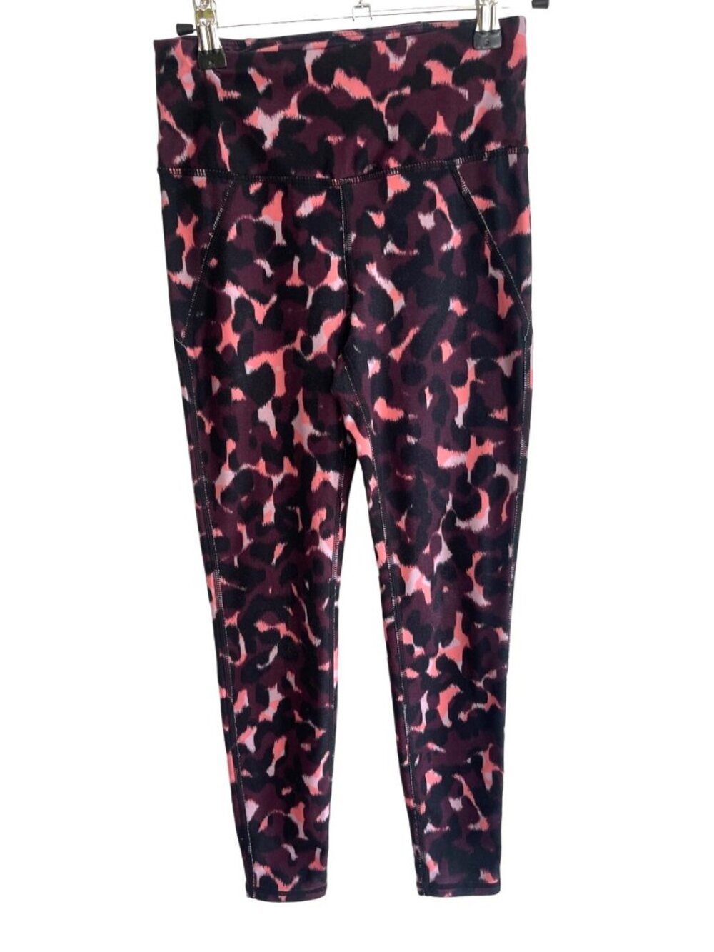 Betsey Johnson Performance Leopard Leggings Size XS Pink Black High Waist Active